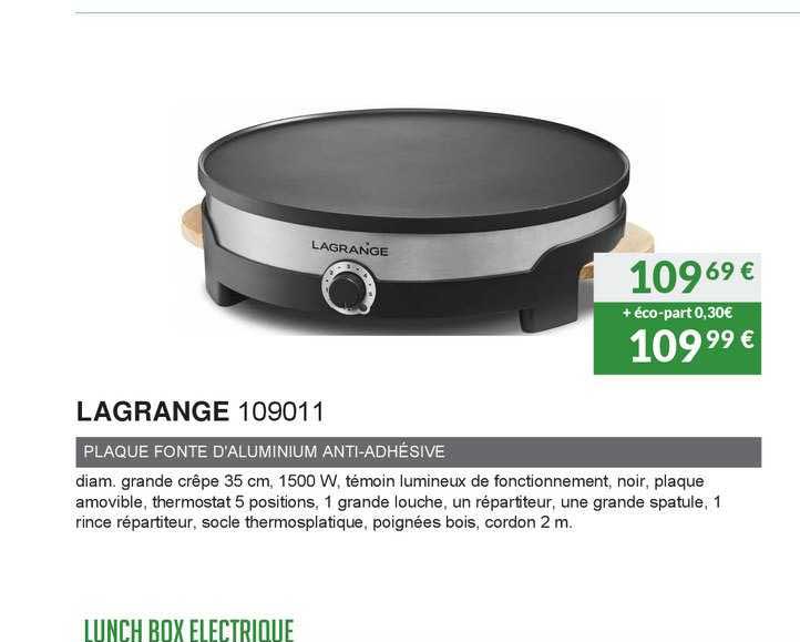 lagrange plaque fonte d'aluminium anti-adhésive