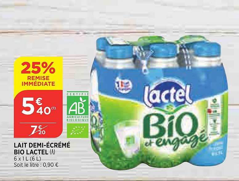 lait demi-écrémé bio lactel