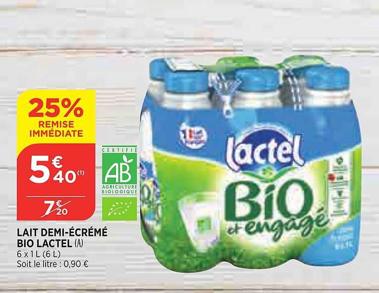 lait demi-écrémé bio lactel