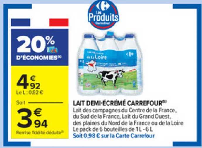 lait demi-écrémé carrefour
