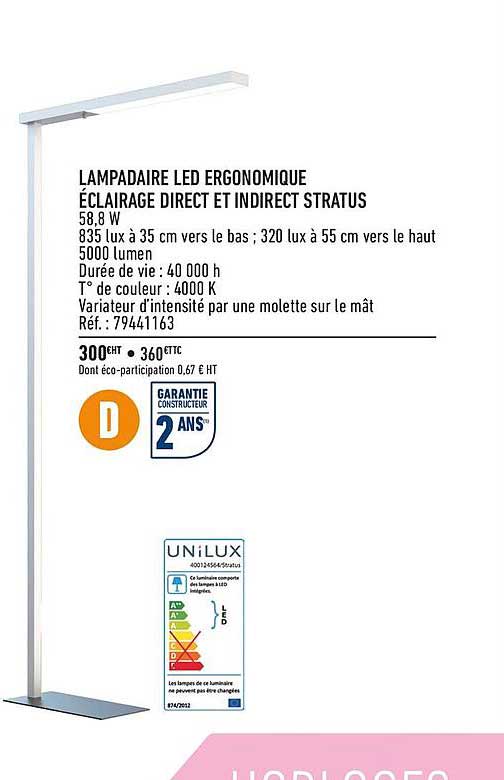 Lampadaire Led Ergonomique éclairage Direct Et Indirect Stratus