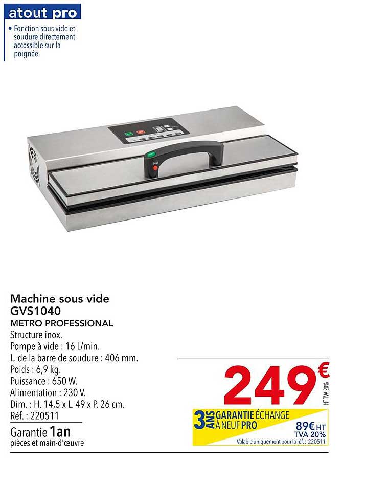 machine sous vide metro professional