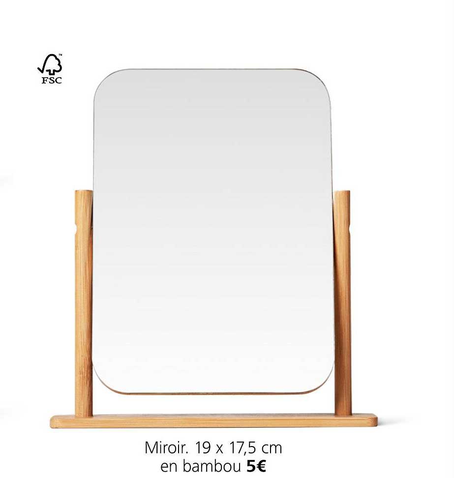 Miroir En Bambou 19 X 17,5 Cm