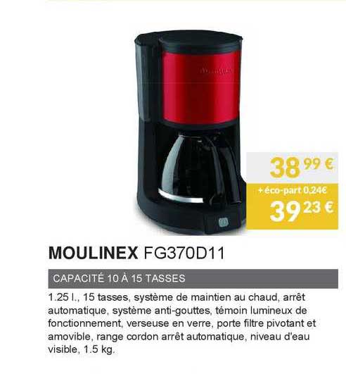 Moulinex Capacité 10 à 15 Tasses