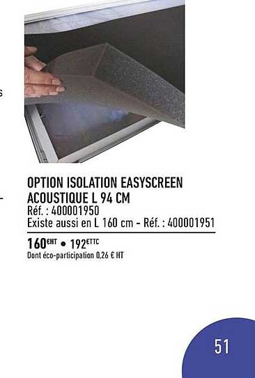option isolation easyscreen acoustique l 94 cm