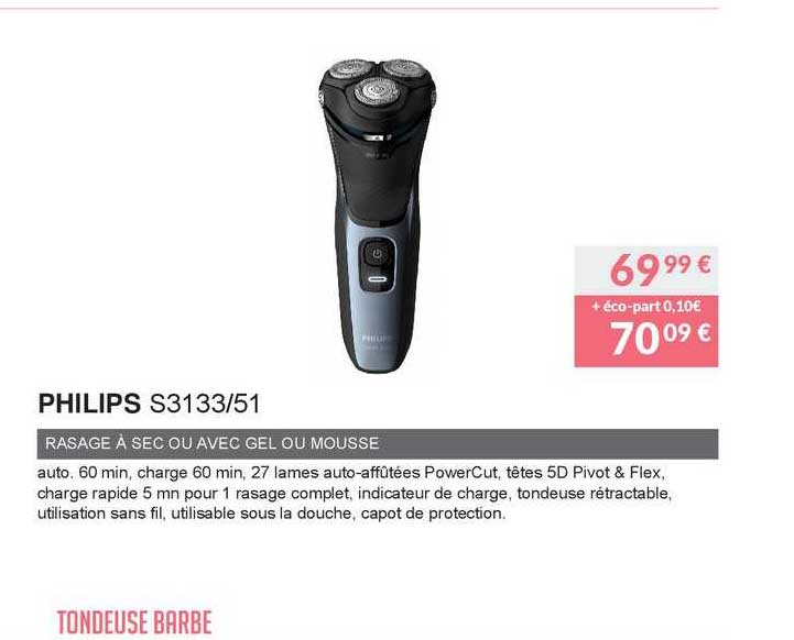 philips rasage à sec ou avec gel ou mousse