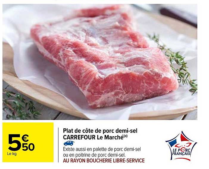 plat de côte de porc demi-sel carrefour le marché
