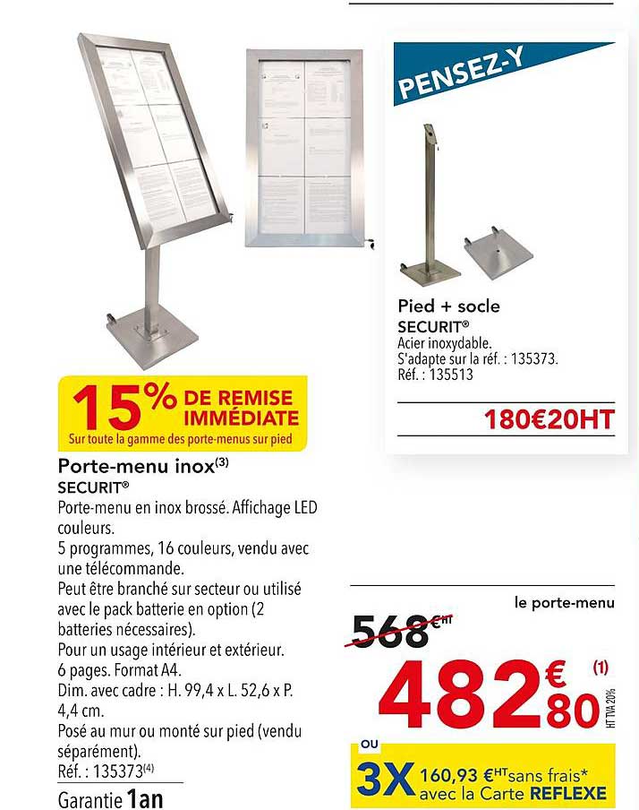 porte-menu inox securit
