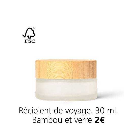 récipient de voyage  30 ml bambou et verre