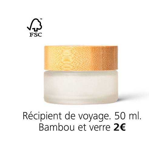 récipient de voyage 50 ml bambou et verre