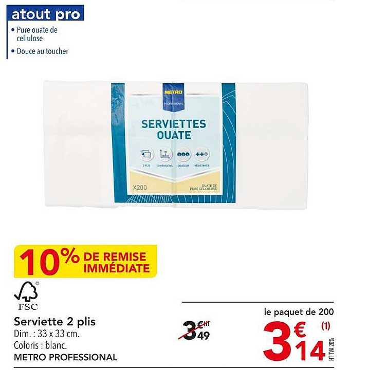 serviette 2 plis metro professional