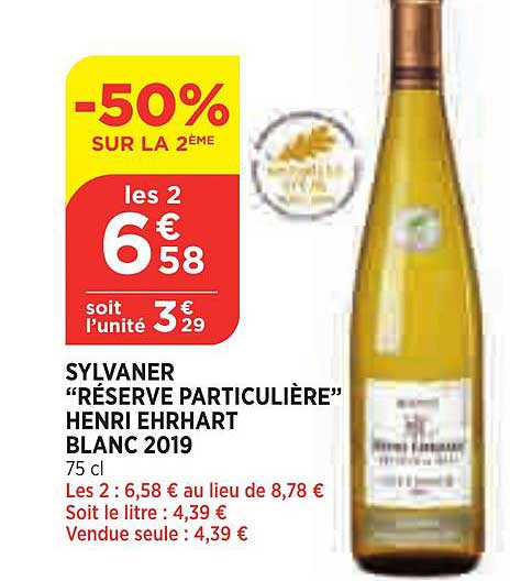 sylvaner "réserve particulière" henri ehrhart blanc 2019