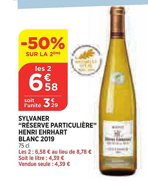 sylvaner "réserve particulière" henri ehrhart blanc 2019