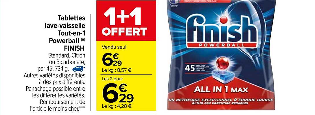 tablettes lave-vaisselle tout-en-1 powerball finish