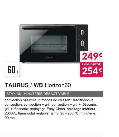 tarus - wb horizon60 stay on, minuterie désactivable