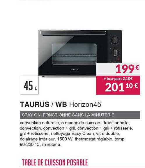 taurus - wb horizon45 stay on, fonctionne sans la minuterie