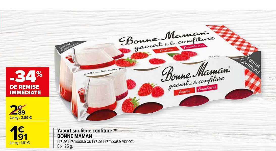 yaourt sur lit de confiture bonne maman