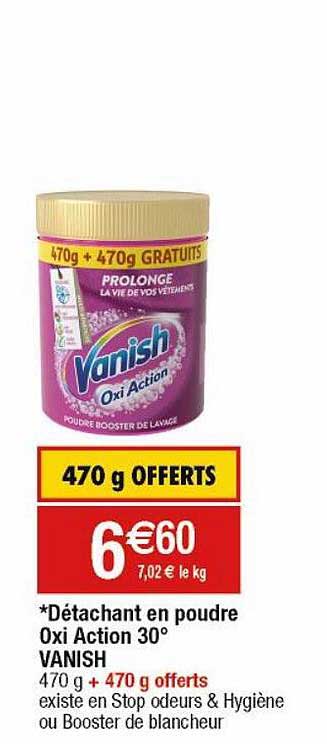 détachant en poudre oxi action 30° vanish