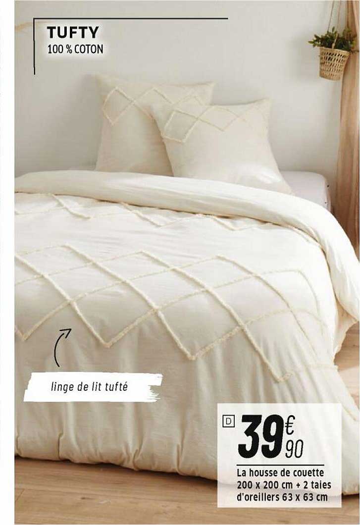 la housse de couette 200 x 200 cm + 2 taies d'oreillers 63 x 63 cm tufty