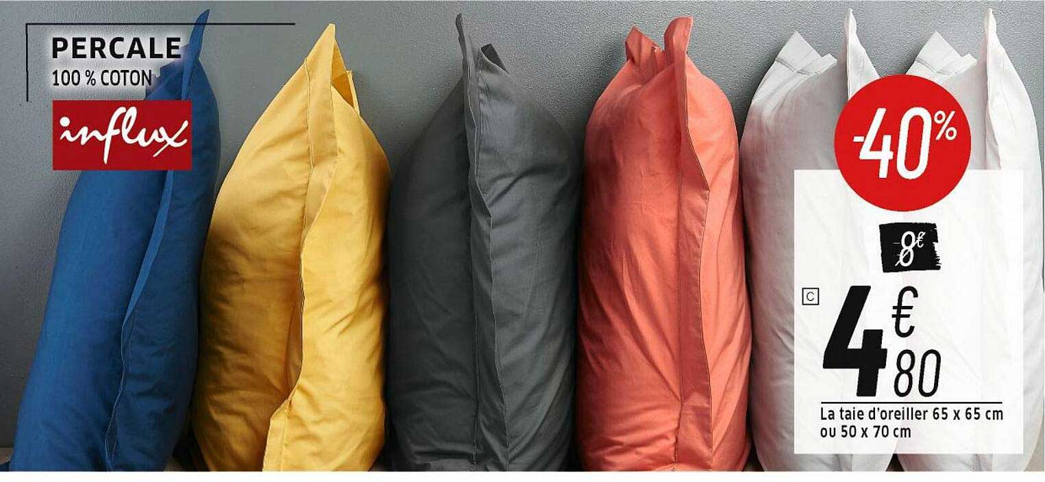 La Taie D'oreiller 65 X 65 Cm Ou 50 X 70 Cm Percale Influx