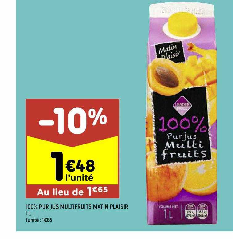 100% Pur Jus Multifruits Matin Plaisir