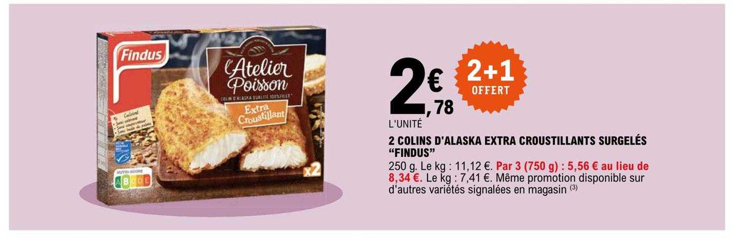 2 Colins D'alaska Extra Croustillants Surgelés "findus"