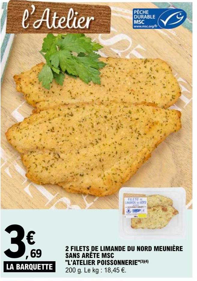 2 filets de limande du nord meunière sans arête msc "l'atelier poissonnerie"