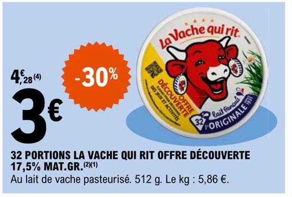 32 portions la vache qui rit offre découverte 17,5% mat.gr.