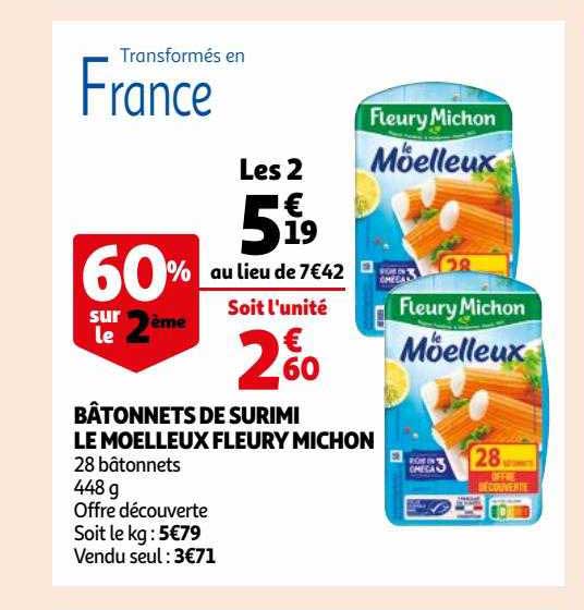 bâtonnets de surimi le moelleux fleury michon
