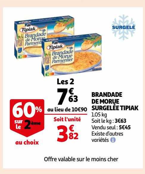Brandade De Morue Surgelée Tipiak