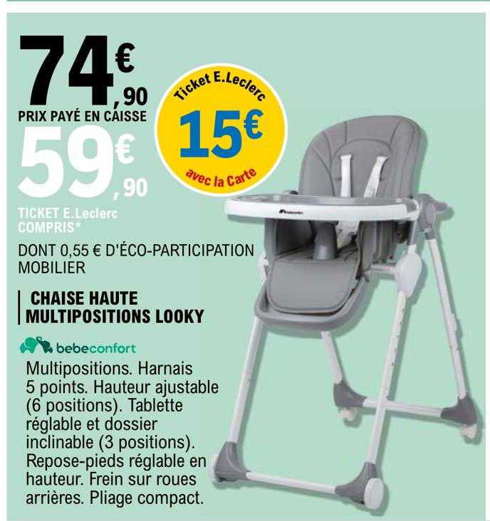 chaise haute multipositions looky bébé confort