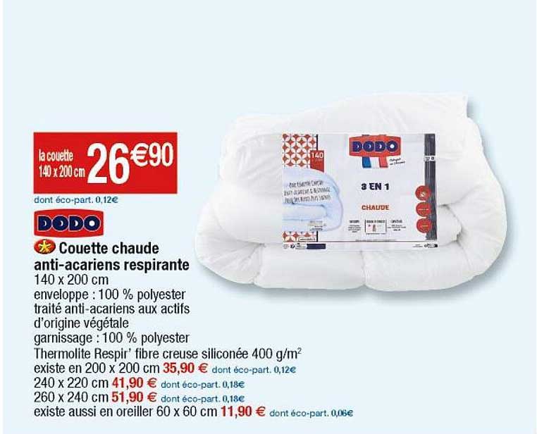 Couette Chaude Anti-acariens Respirante Dodo