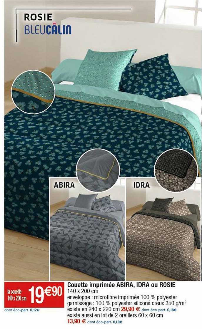 couette imprimée abira, idra ou rosie bleucâlin