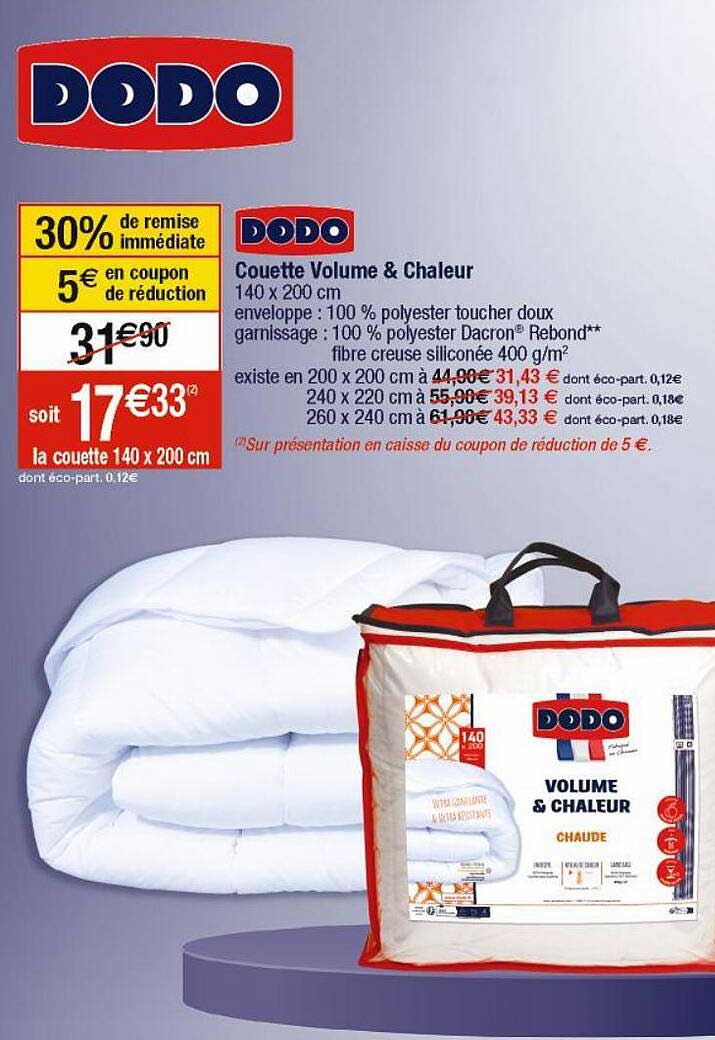 Couette Volume & Chaleur Dodo