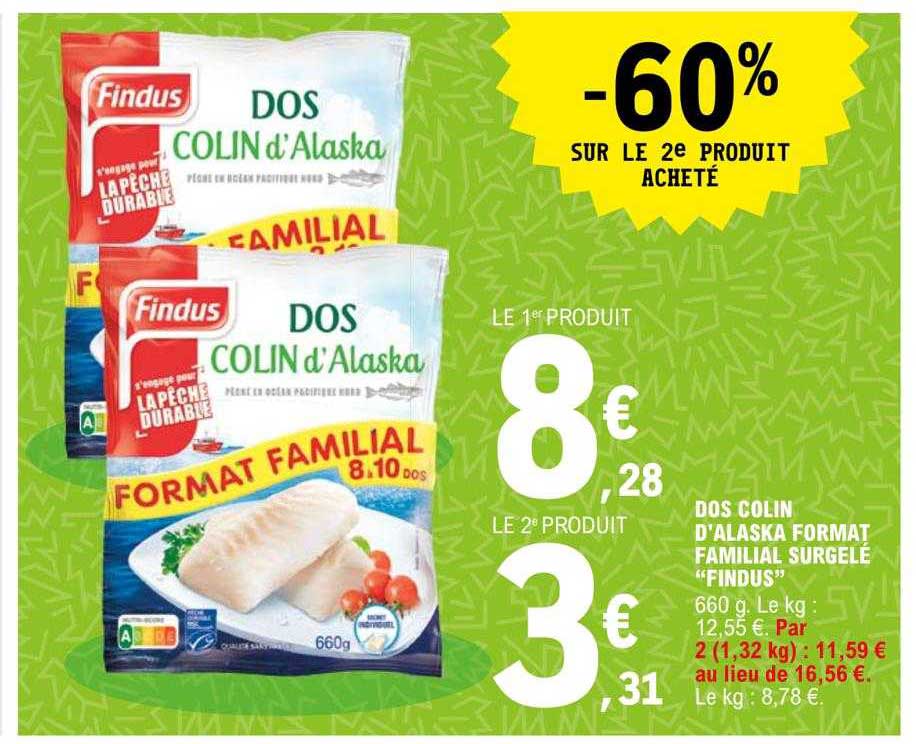 dos colin d'alaska format familial surgelé "findus"