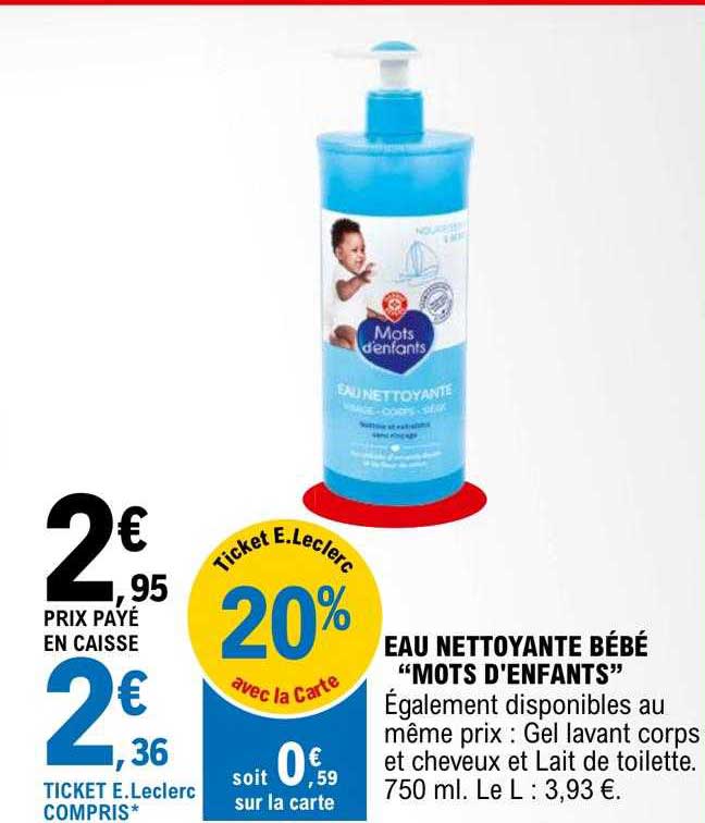 eau nettoyante bébé "mots d'enfants"