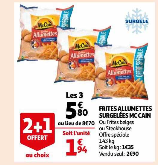 frites allumettes surgelées mc cain