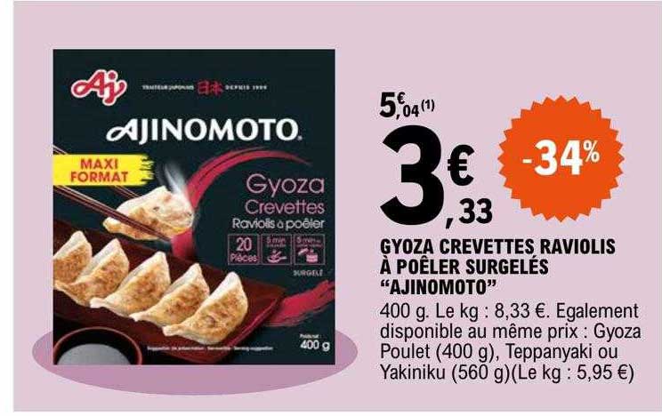 Gyoza Crevettes Raviois à Poêler Surgelés "ajinomoto"