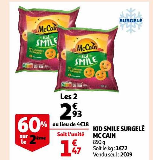 kid smile surgelé mc cain