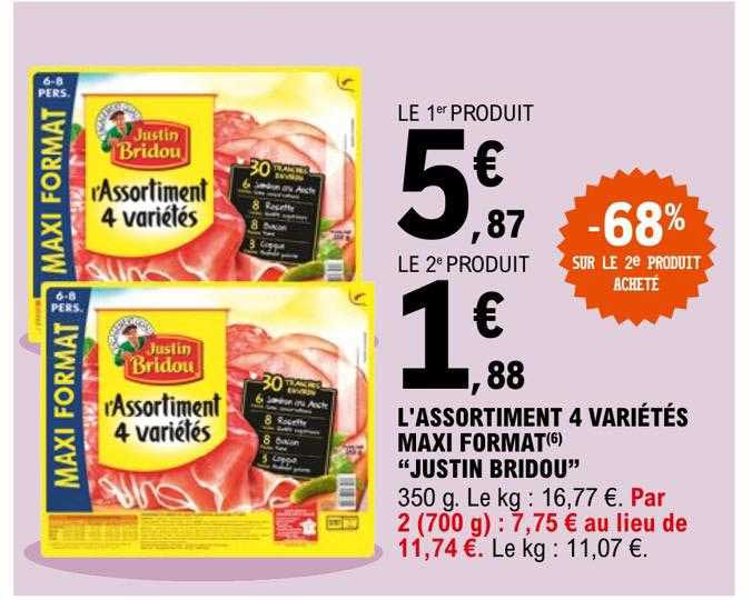 l'assortiment 4 variétés maxi format "justin bridou"