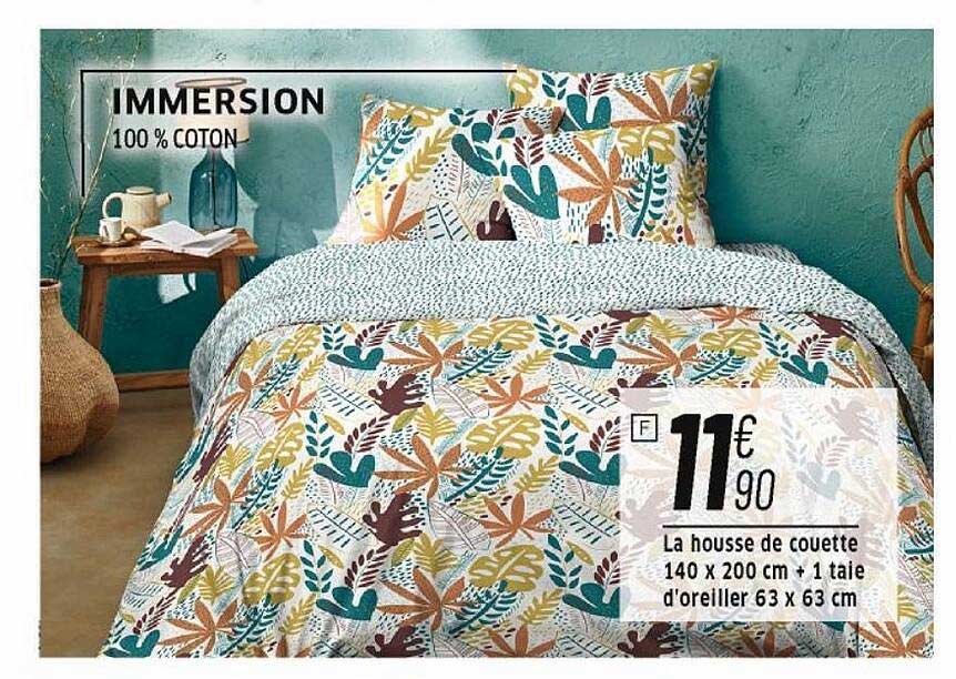 la housse de couette 140 x 200 cm + 1 taie d'oreiller 63 x 63 cm immersion