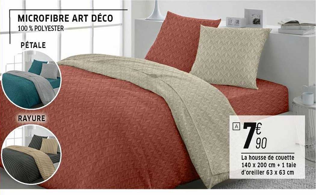 la housse de couette 140 x 200 cm + 1 taie d'oreiller 63 x 63 cm microfibre art déco