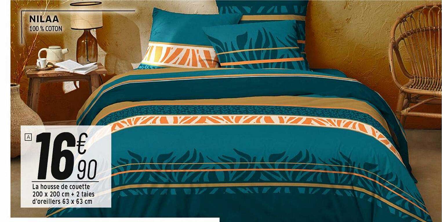 la housse de couette 200 x 20. cl + 2 taies d'oreillers 63 x 63 cm nilla