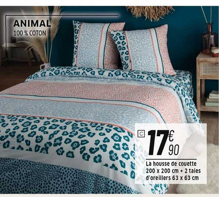 la housse de couette 200 x 200 cm + 2 taies d'oreiller 63 x 63 cm  animal