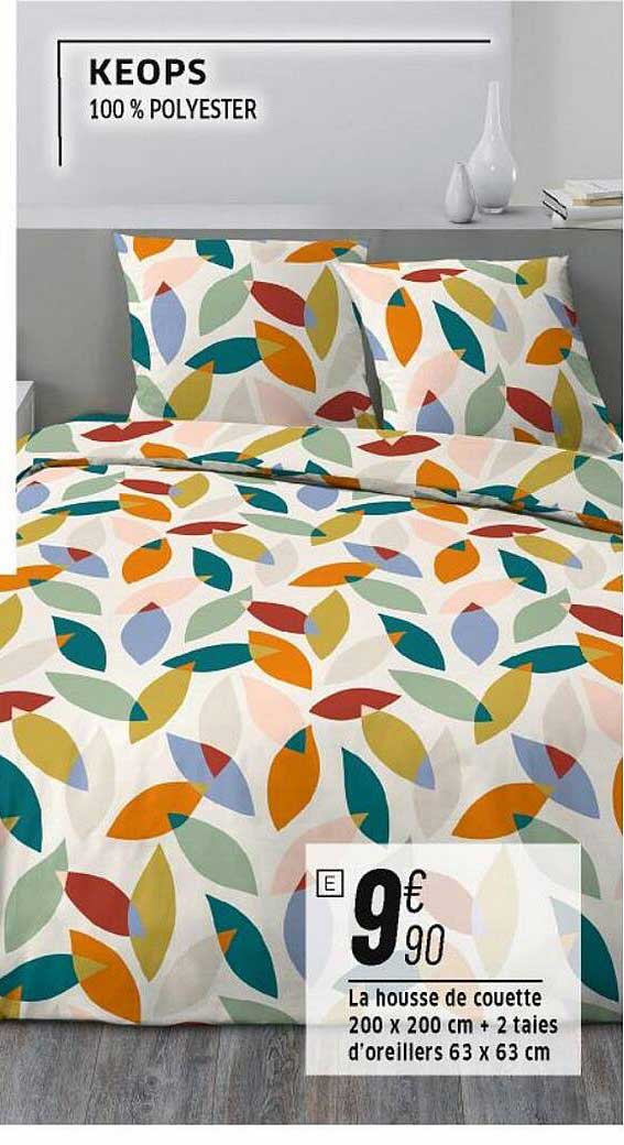 la housse de couette 200 x 200 cm + 2 taies d'oreiller 63 x 63 cm keops