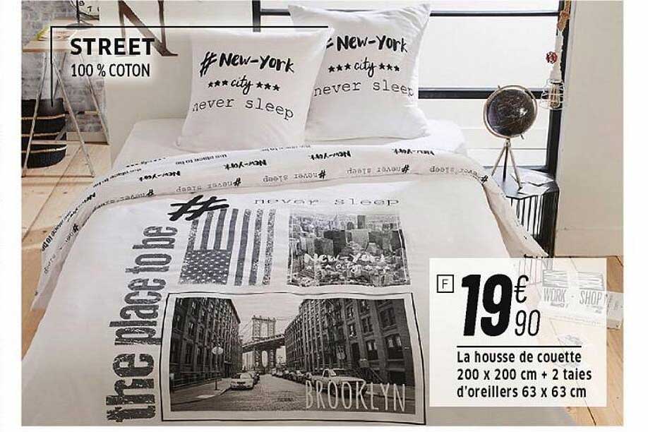 La Housse De Couette 200 X 200 Cm + 2 Taies D'oreiller 63 X 63 Cm Street