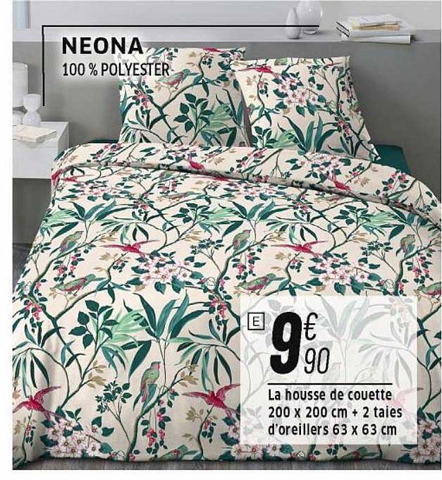 la housse de couette 200 x 200 cm + 2 taies d'oreillers 63 x 63 cm neona