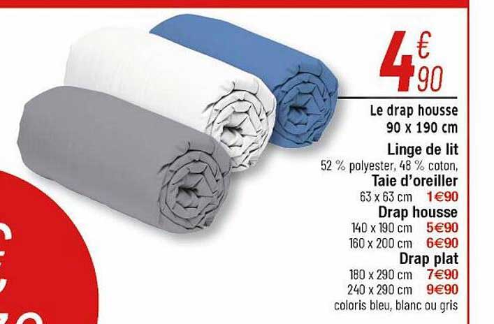 le drap housse 90 x 190 cm, linge de lit, taie d'oreiller, drap housse, drap plat