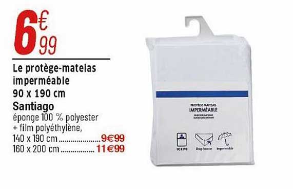 le protège-matelas imperméable 90 x 190 cm santiago