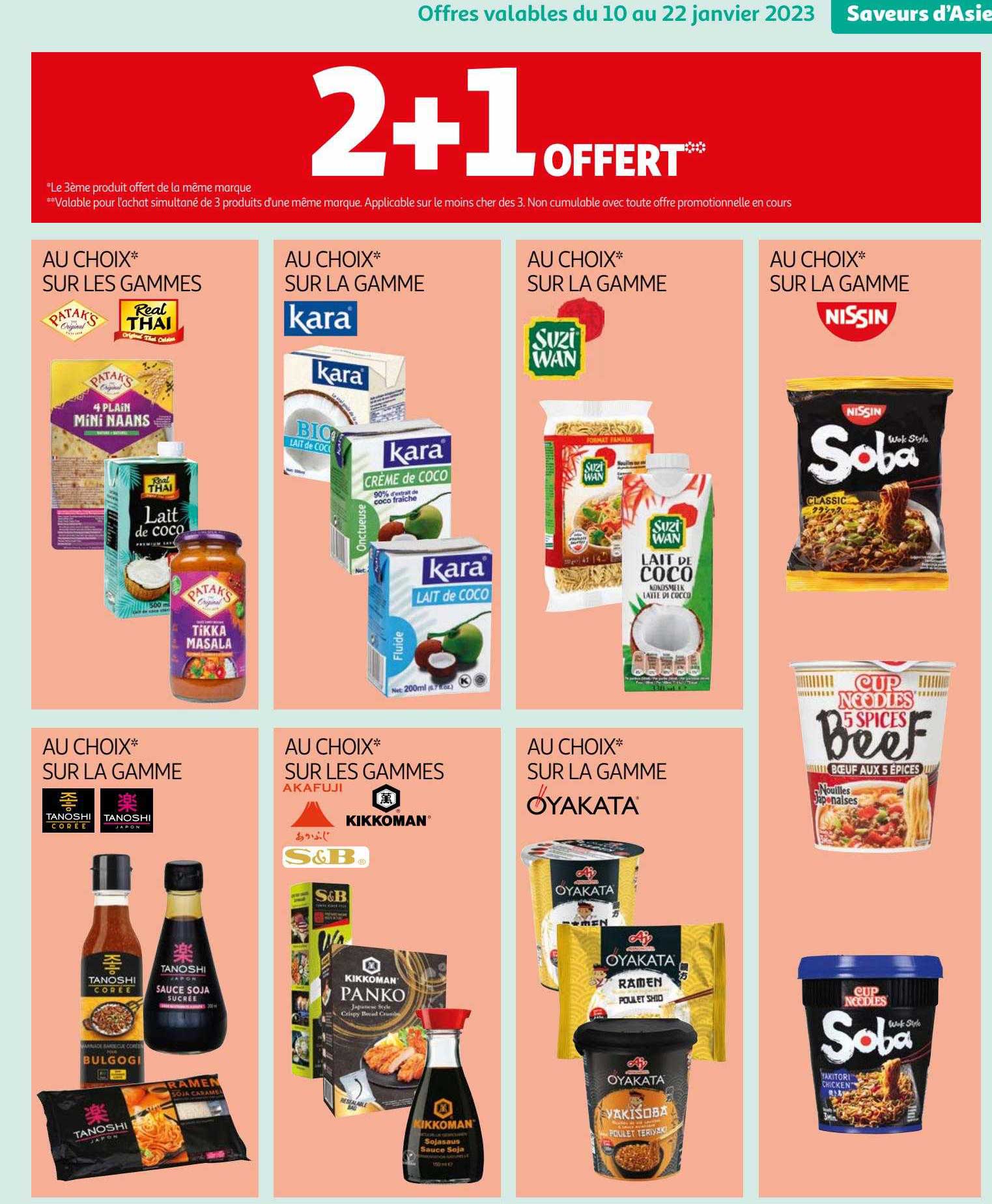 les gammes patak's, real thai, la gamme kara, la gamme suzi wan, la gamme nissin, la gamme tanoshi, les gammes akafuji, kikkoman, la gamme oyakata